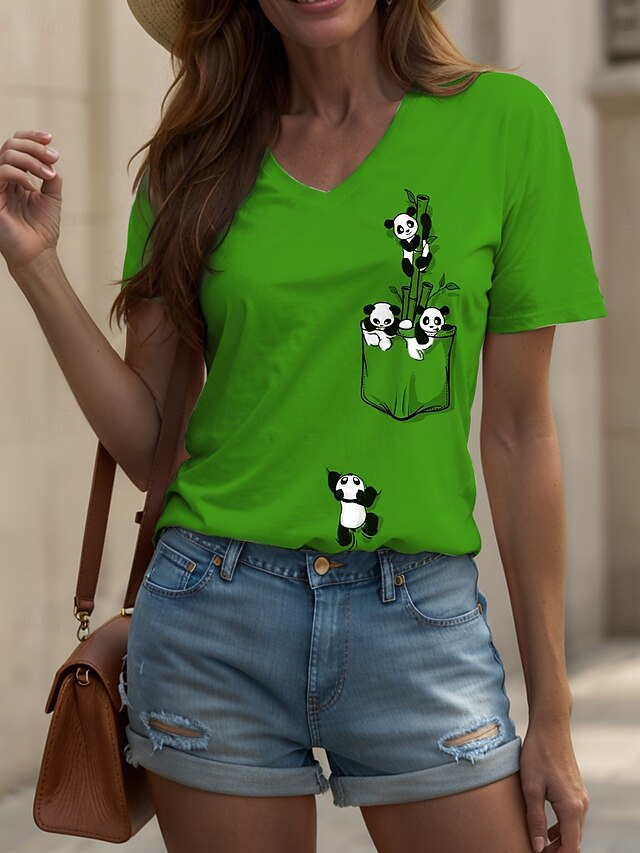  Femmes T-shirt Graphique Animal ancien Élégant Classique Manche Courte Col ras du cou Col en V Col rond Hauts Réguliers Quotidien Sortir Week-end Imprimé Blanche Jaune Rouge Bleu Violet Été Printemps
