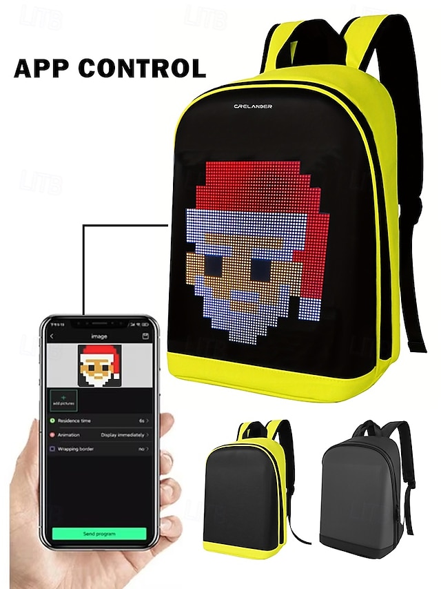  Wasserdichter Herren-Rucksack mit LED-Display und App-Steuerung – Schul- und Pendlertasche aus PU-Leder im Tech-Stil für Studenten, Kreative und den täglichen Gebrauch