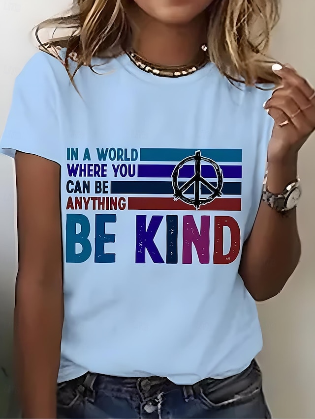  Femmes T-shirt Graphique Lettre ancien Élégant Classique Manche Courte Col ras du cou Col rond Hauts Réguliers Quotidien Week-end Imprimé Noir Blanche Rose Claire Bleu Violet Été Printemps