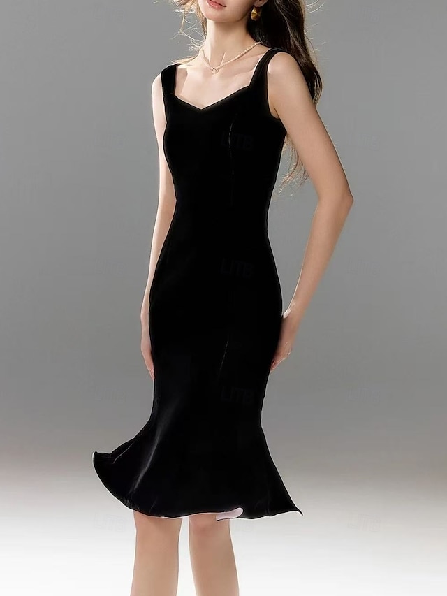  Vestidos de Regreso a Casa Sirena  Trompeta Vestido de Fiesta Graduación Hasta la Rodilla Sin Mangas Corazón de Pájaro con Bolsillo Spandex Sin Espalda con Bolsillo