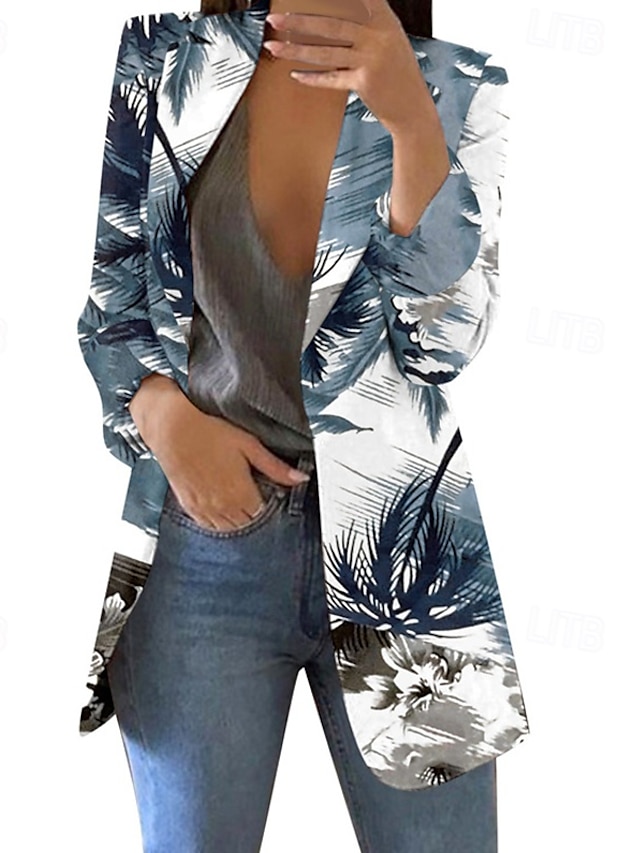  Mujer chaqueta Cómodo Estampado Elegante Moda Casual Floral Noche Casual Diario Cardigan Regular Diseño Ajuste regular Manga Larga Ropa de calle Azul Piscina Verde Trébol Rosa Primavera Otoño