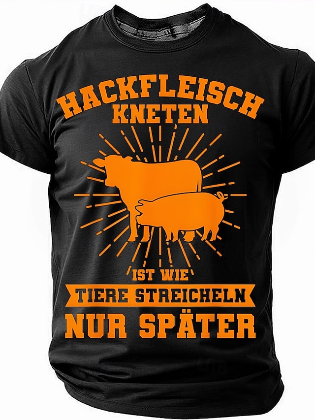  Homens Engraçado Alemão Camiseta Manga Curta Camiseta Impressão 3D Gola Redonda Decote Redondo Camisa Moda Diário Básico Rua Casual Diário Preto Azul Verde Verão Primavera Todas as Estações Roupa S M