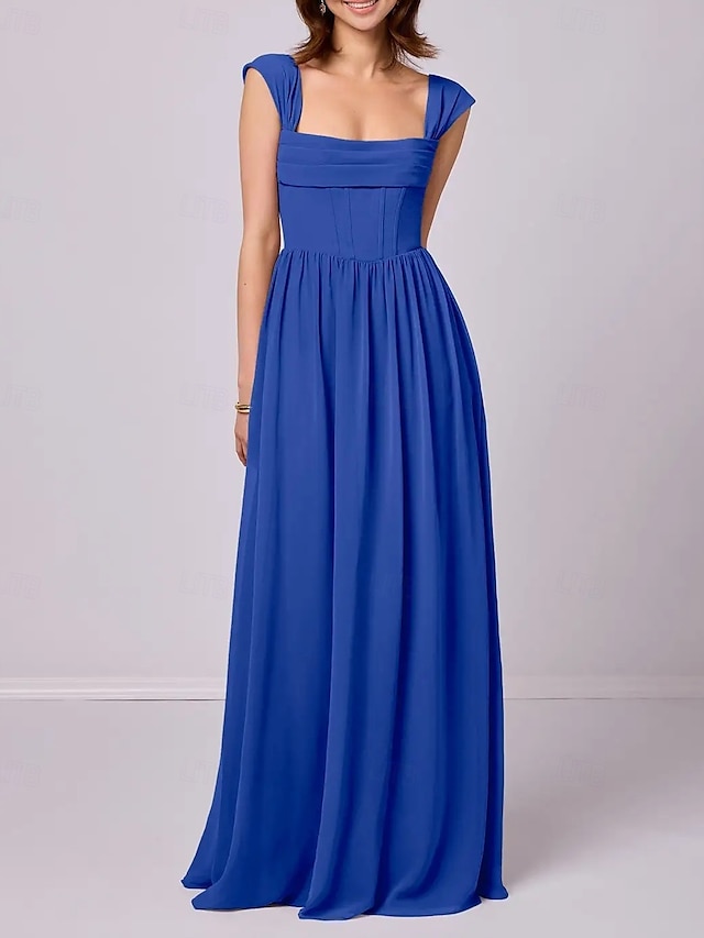  A-Linie Brautjungfernkleid Träger Ärmellos Elegant Bodenlänge Chiffon mit Falten  Raffung