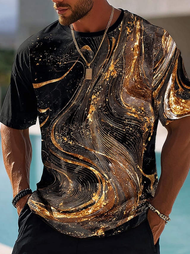  Miesten Abstrakti Marmori T-paita Lyhythihainen T-paita 3D-tulostus Tiukka pyöreä kaula-aukko Paita Trooppinen Havaijilainen Loma Katu Kausaliteetti Musta 1 Musta 3 Musta Kesä Kevät Vaatetus S M L XL