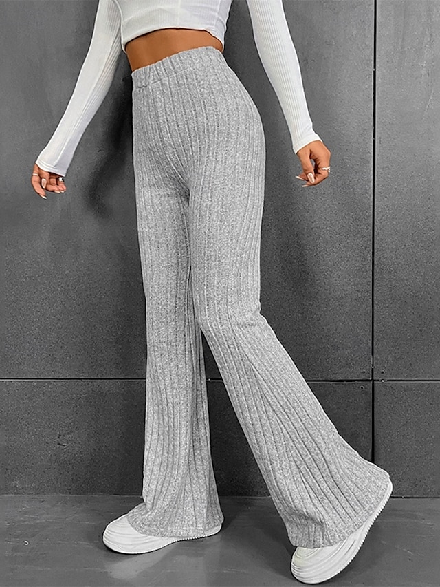  Per donna Pantaloni Eleganti Pantaloni Streetwear Casual Lunghezza intera Naturale Semplice Elastico in vita Comodo All'aperto Confortevole Ferie Abbigliamento quotidiano Uscire Grigio Cachi Autunno