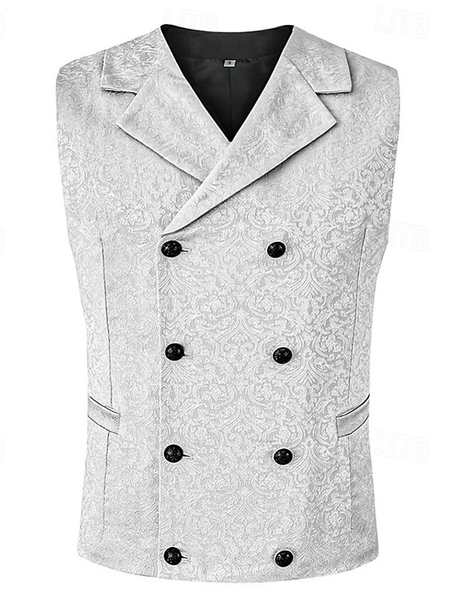  Herre سترة Veste Gilet Feriereise Fest Virksomhet Mote Fritid Vår Høst Knapper Polyester Bekvem Helfarge Dobbeltkneppet Knaphul Normal Svart Hvit Rød Vest
