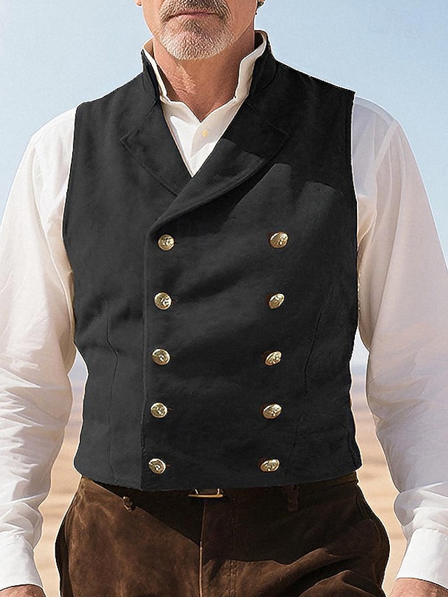  Pánské Vesta z imitace semiše Kamizelka Vesta Dovolená Párty Obchod Vinobraní Jaro Podzim Kapsy Knoflíky Polyester Pohodlné Pevná barva Dvouřadé Klopa Běžný Černá Světle hnědá Vodní modrá Sytě červená