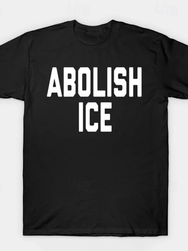  Femmes T-shirt Lettre Mode Moderne Manche Courte Col ras du cou Hauts Réguliers Quotidien Sports Imprimé Noir Été ABOLISH ICE