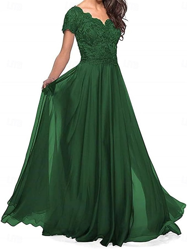  A-Linie Brautmutterkleid Elegant Herzförmiger Ausschnitt Bodenlang Polyester Kurzarm mit Falten 2025