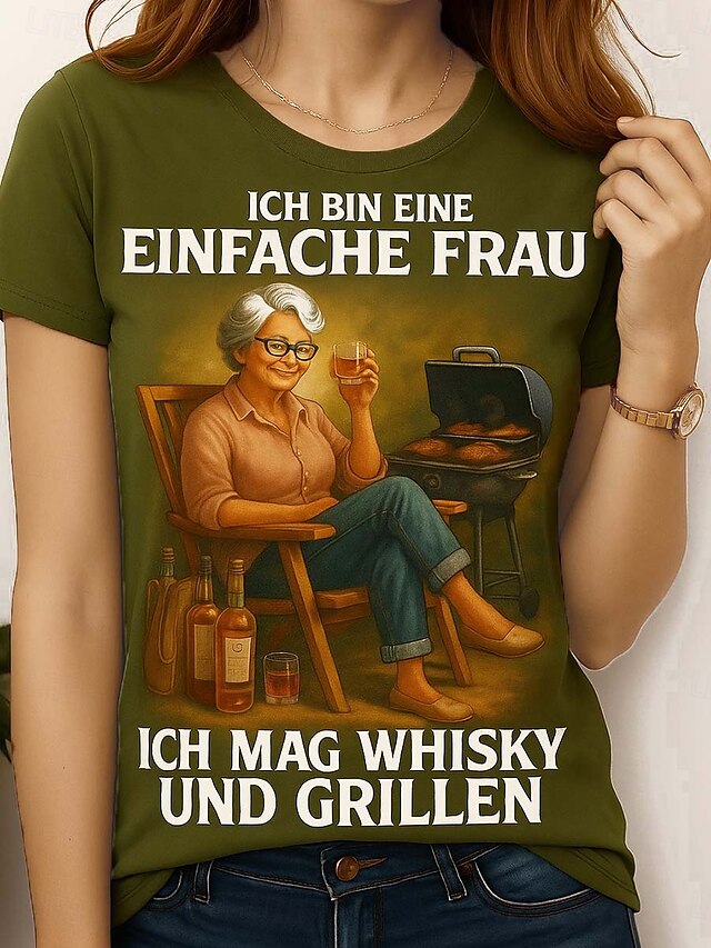  Femmes T-shirt Graphique Lettre ancien Élégant Classique Manche Courte Col ras du cou Col rond Hauts Réguliers Quotidien Week-end Imprimé Noir Rouge Bleu Vert Été Printemps
