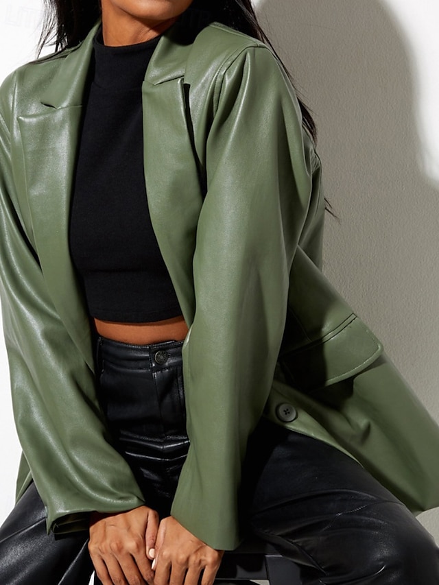  Damen Blazer Warm Bequem Tasche Knöpfe Mode Modern Einfach Ausgehen Wochenende Einreihig Regulär Umlegekragen Normale Passform Langarm Oberbekleidung Schwarz Rote Braun Herbst Winter