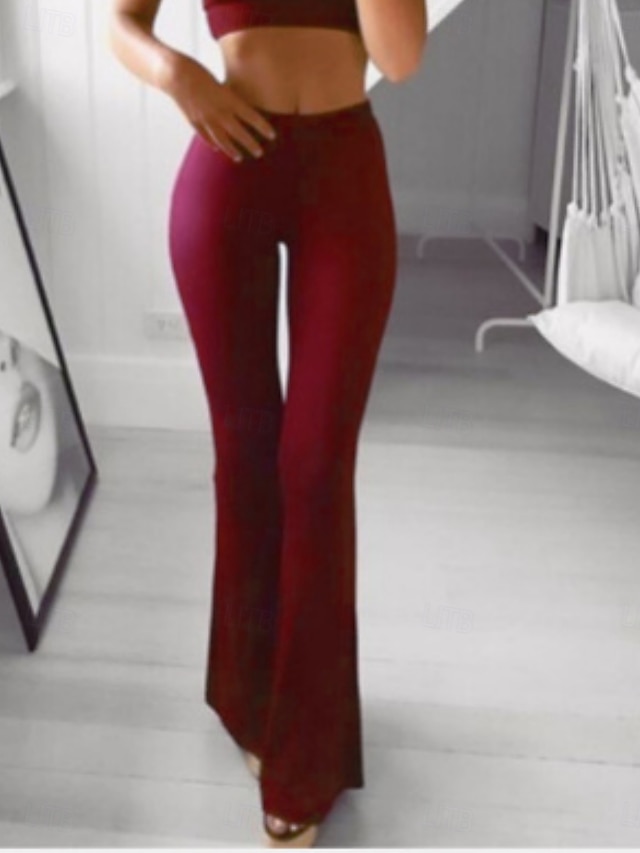  Dam Kinesiska Damasker Mode Streetwear Fullängd Hög midja Slät Bekväm Mjuk Elastisk Formell Semester Gata Vin Svart Vit Blå Vår Höst Vinter Smal passform
