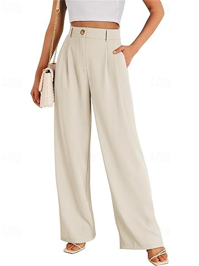  Pentru femei Picior Larg Pantaloni Șic Stradă Casual Lungime totală Talie Înaltă Culoare solidă Buzunar Respirabilitate Απαλό Micro-elastic Vacanță Stradă Purtare Zilnică Negru Rosu Maro Kaki