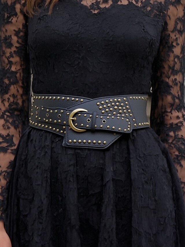  Femmes Noir Marron Faux Cuir Punk ancien Style Gothique Été Printemps Automne