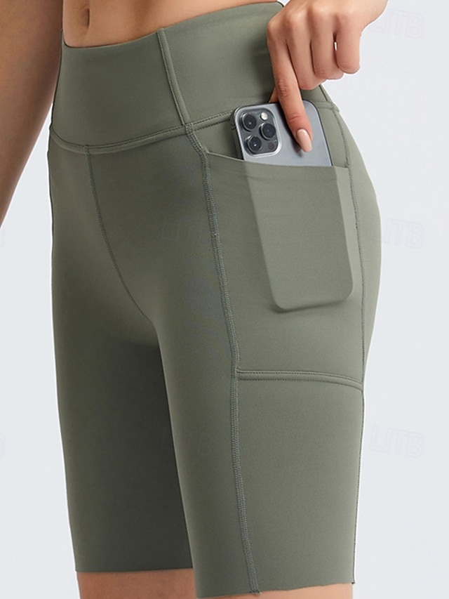  Mulheres Calção Leggings Roupa de rua Casual Comprimento do joelho Cintura Alta Tecido Cintura elástica Respirabilidade Com Stretch Férias Rua Roupa Diária Preto Azul Verde Cinzento Claro Verão Normal