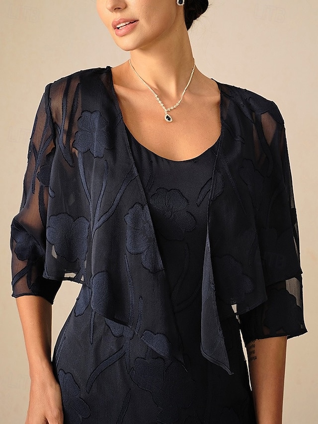  Dames haalt zijn schouders op Effen Kleur Elegant Stijlvol Casual 3/4 mouw Assymmetrisch Croptops Bruiloft gast Strand bruiloft Marineblauw Zomer Lente Herfst