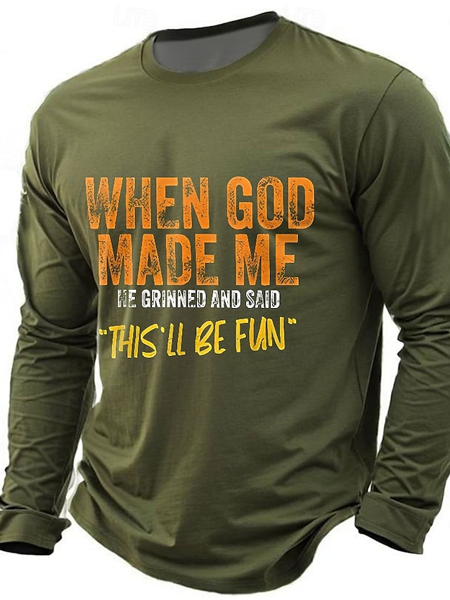T-shirt graphique à manches longues pour homme Quand Dieu m'a créé ça