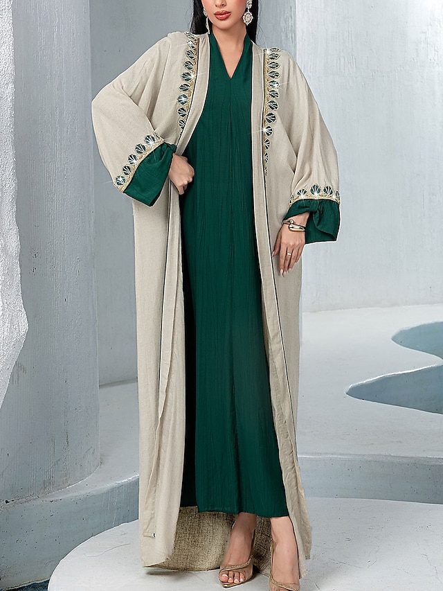  Jurksets Moeder van de Bruid Jurk Elegante V-hals Vloerlange Chiffon Lange Mouwen met Sequins Kant