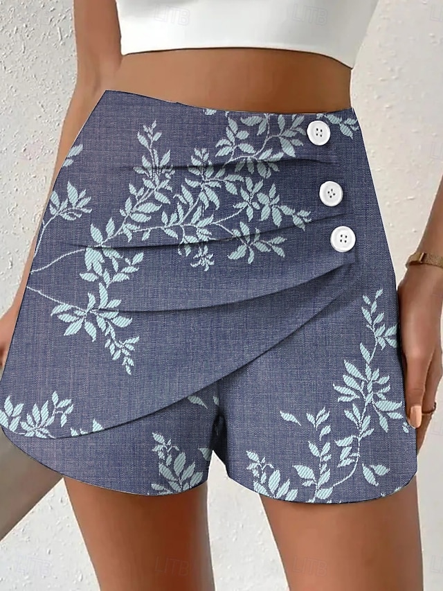  Dame kinesisk Shorts Ferie Årgang Etnisk stil Kort Høy Midje Blomstret Grafisk Flettet Mikroelastisk Feriereise Gate Daglig Lilla Rødstrupe-egg Blå Rød Grønn Sommer Vår Normal