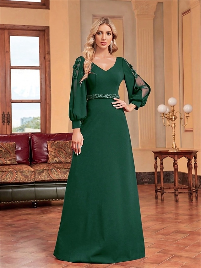  Ligne A Robes de Quinceanera Élégant Robe Formel Mariage Longueur au sol manche longue Col en V Satin avec Perlage 2025