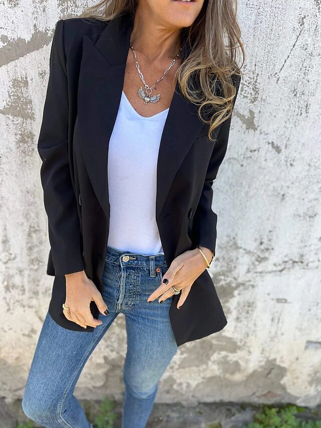  Per donna Giacca Casual Traspirante Confortevole Tasca Casual Semplice Vacanza Streetwear Casuale Abbigliamento quotidiano Doppiopetto Regolare Collo ripiegato Vestibilità regolare Manica Lunga