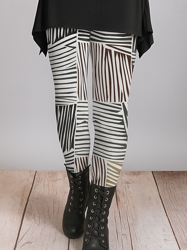  Women's Leggings Vacation Vintage Ethnic Style Full Length High Waist Graphic Abstract 3D Print Quick Dry Breathability Soft Stretchy Outdoor Home Causal Black White Yellow Blue Fall Regular Fit