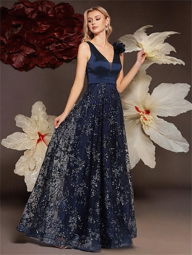  Rochii A-Line pentru Quinceanera Rochie Elegantă Formală pentru Nuntă Lungime de Pardoseală Fără Mâneci Gât în V Poliester cu Plisaje