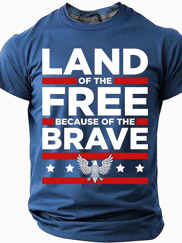  Patriotyczne koszulki dla mężczyzn Amerykańska US Flaga T-shirt Krótki rękaw T-shirt 3D Druk Koszulka z okrągłym dekoltem Moda Codzienna Podstawowa Ulica Casual Codziennie Czarna Czerwona Niebieska