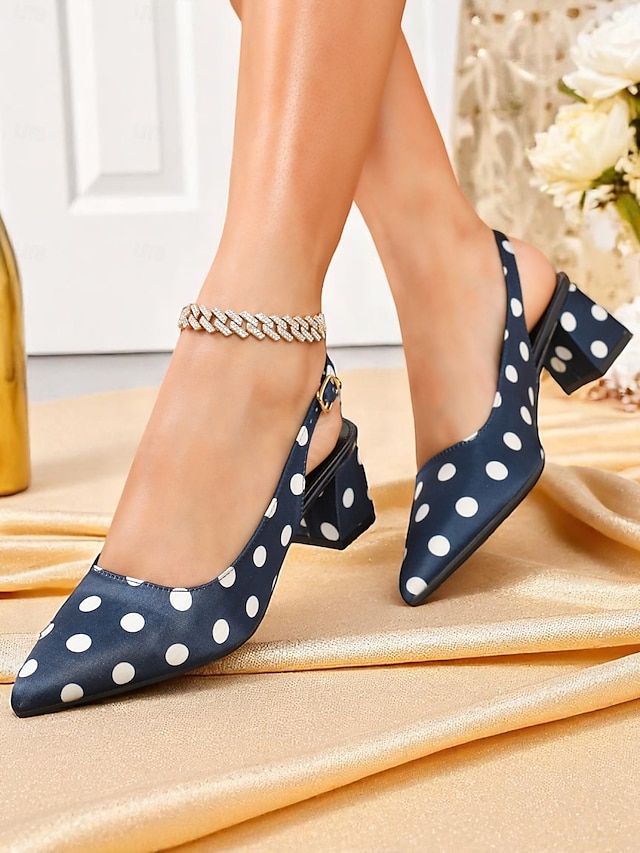  Escarpins à talons compensés et bride arrière à pois pour femmes – chaussures habillées style années 1950 pour les fêtes, le bureau et les événements rétro
