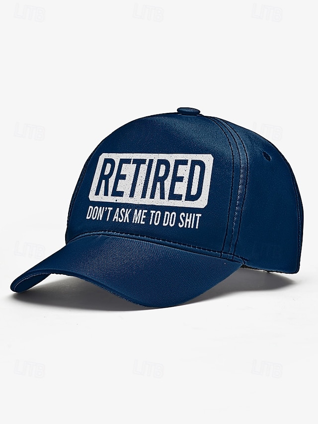  Lustige schwarze Baseballkappe für Herren mit „Retired“-Aufdruck – verstellbare Baumwollmütze für Rentner, lässige Outdoor-Kleidung und Scherzgeschenke