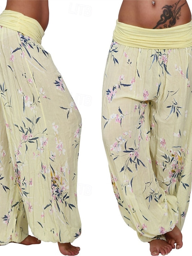  Per donna Pantaloni Pantaloni harem Pantaloni Palazzo Moda Boho Lunghezza intera Misura del girovita medio Stampa Elastico in vita Comodo Confortevole Micro-elastico Streetwear Abbigliamento