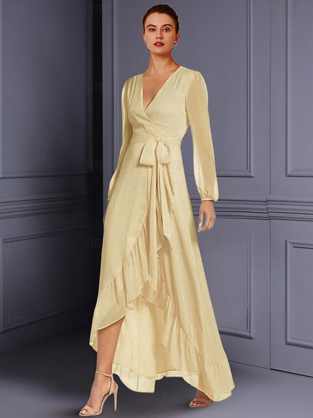Asymmetrical Gray Half Sleeve High Low Mother of the Bride Dress