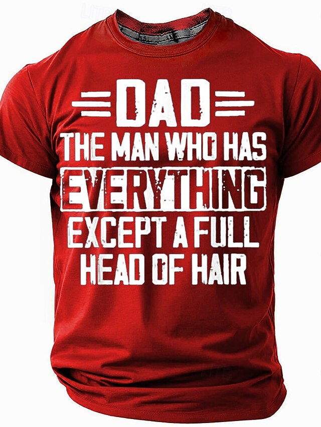  Homens pai Camiseta Manga Curta Camiseta Impressão 3D Gola Redonda Camisa Moda Diário Básico Rua Casual Diário Preto Vermelho Azul Verão Primavera Roupa S M L XL XXL XXXL