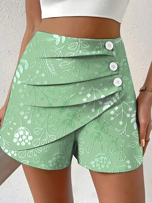  Dame kinesisk Shorts Ferie Årgang Etnisk Stil Korte Høj Talje Blomstret Grafisk Flettet Mikroelastisk udendørs Ferierejse Gade Lilla Rødkælkeæg Blå Lys pink Grøn Sommer Forår Regulær