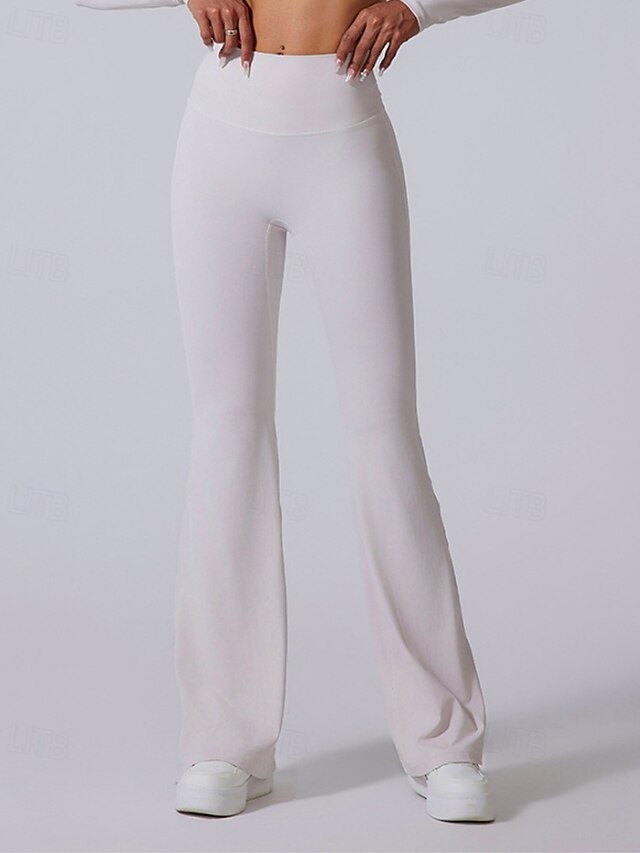  Pantalons de fitness Leggings de yoga pantalon de sport Femmes Léger Évasé Yoga Fitness Pilates Pantalons Automne Hiver Des sports Tenues de Sport Micro-Élastique Gris foncé Noir
