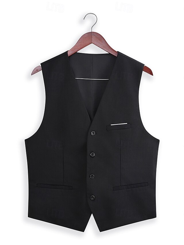 Black Notched Lapel Single Button 3 Pieces Men's Wedding Suits