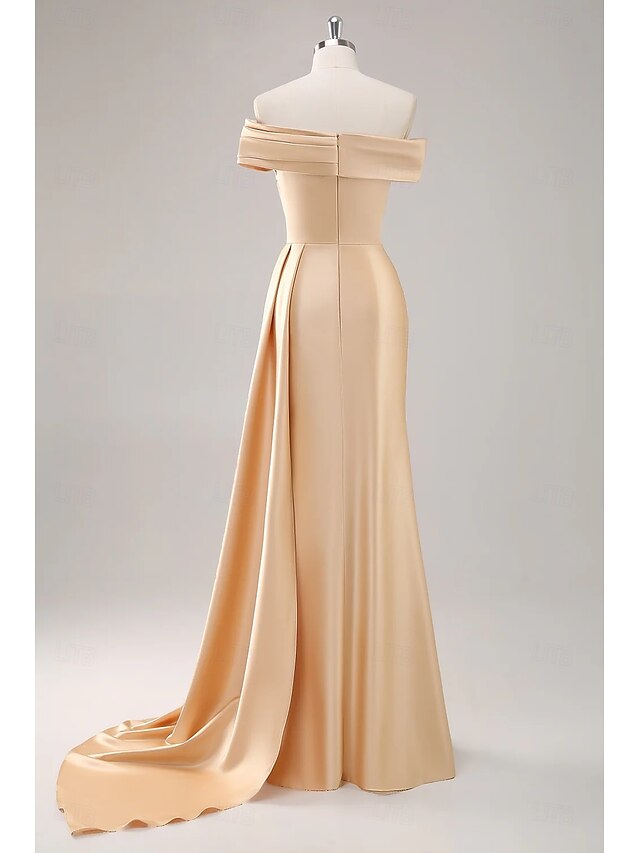 Smooth Satin Draped Neckline Gown By Amoris T729 - Women Evening Formal Gown - Special Occasion