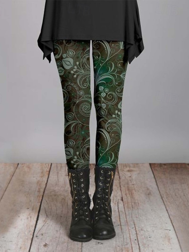  Femmes Slacks Leggings Streetwear Occasionnel Longueur complète Naturel Fleur Taille Élastique Imprimé Confortable Extérieur Extérieur Vacances Week-end Bleu marine Rose Vert foncé Fuchsia Automne