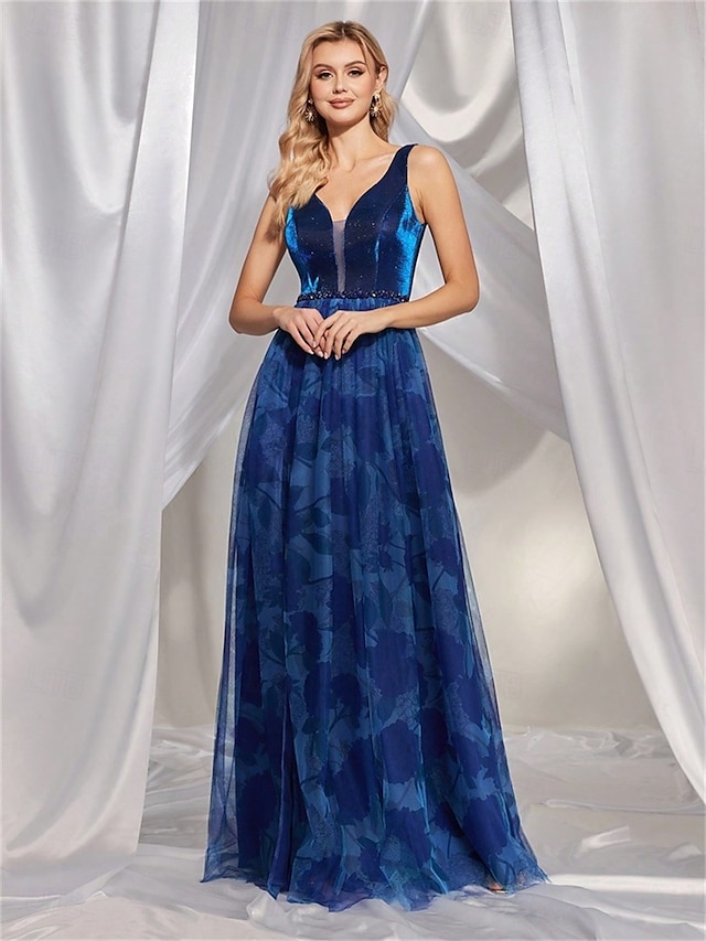  Robe de quinceañera en A élégante robe de mariage formelle longue sans manches décolleté en V tulle dos en V avec cristaux et fente
