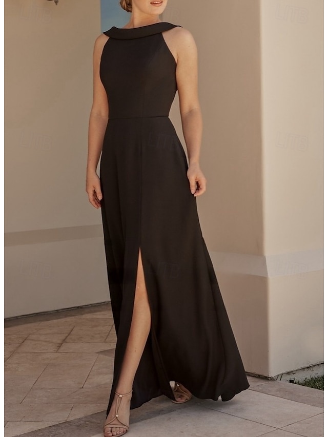  Linia -A Rochii pentru invitați de nuntă Elegant Rochie Invitat la nunta Logodnă Lungime Podea Fără manșon Stil Nautic Crep stretch Glugă la Spate cu Rochie cu fanta 2025