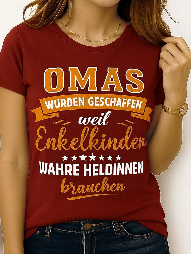 Women's T Shirt Graphic Letter Vintage Stylish Classic Short Sleeve Crew Neck Round Neck Regular Tops Daily Weekend Print Black Red Blue Summer Spring4