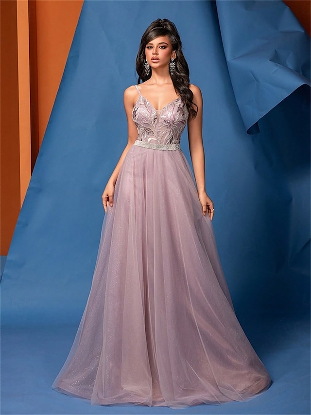  Linha A vestidos de quinceanera Elegante Vestido Formal Casamento Longo Sem Manga Com Alças Finas Tule Sem parte Traseira com Pregas 2025