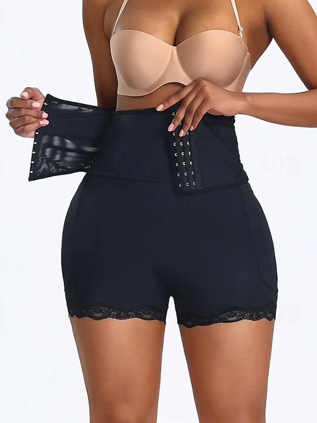  Damen Formende Unterwäsche Schwitzgürtel Sport Einfarbig Elastischer Bund Shorts Täglich Ärmellos Schwarz Beige Sommer Frühling Herbst Winter