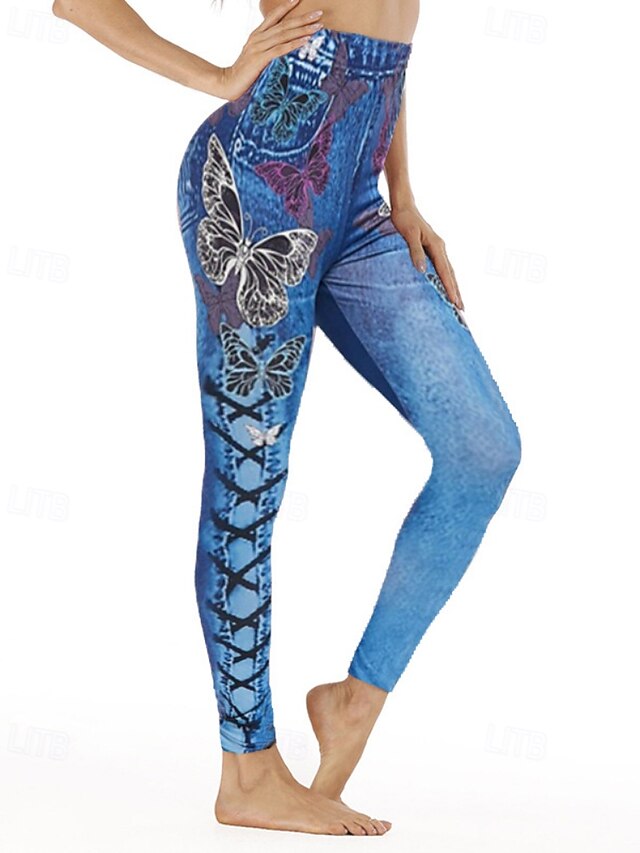  Pentru femei Pantaloni Jambiere Colanți confortabili Șic Stradă Casual Lungime totală Natural Floare Imprimeu Confortabil Exterior Concediu Ieșire Roșu Vin Negru Albastru Albastru celest Toamnă Fit