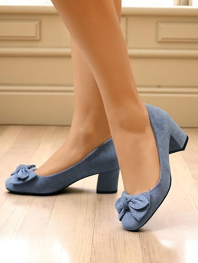  Per donna Tacchi Retrò Feste Lavoro Quotidiano Fiocco Tacco grosso Punta quadrata Elegante Vintage Finta pelle scamosciata Mocassino Nero Rosa Blu