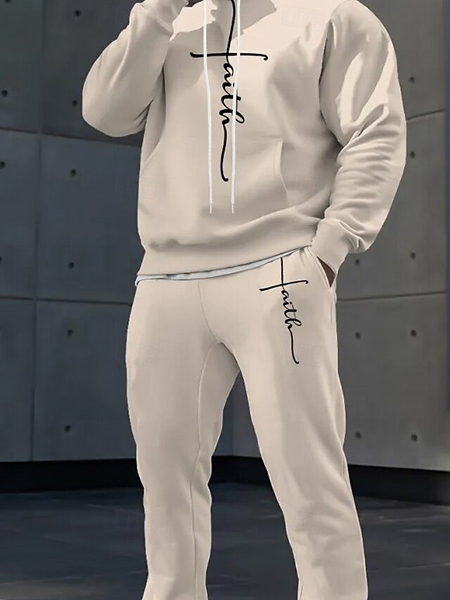  Homens Gráfico 2pcs Conjuntos de moletom 3D Moletom Moletom com capuz Manga Longa Calças compridas Com Capuz Casual Diário Roupa Esportiva Impressão 3D Primavera Outono Inverno Marron