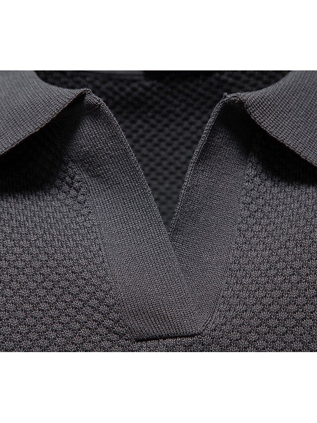 Men's Waffle-Knit Collared Neck Short Sleeve Polo