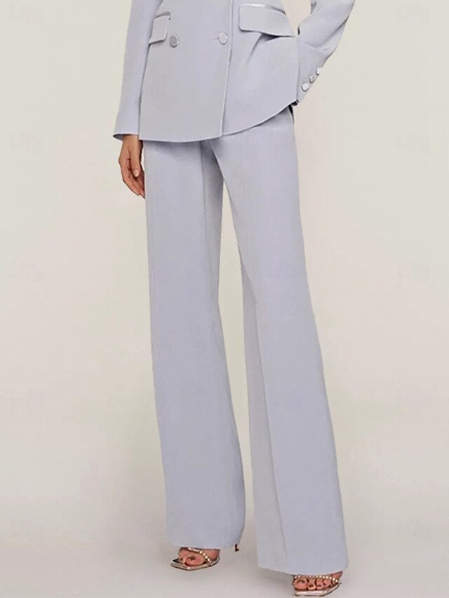  Tuta / Completo Pantalone Abito da cerimonia per signora Formale Ospite di nozze Elegante Colletto a Camicia Lunghezza al pavimento Chiffon Elasticizzato Manica Lunga con Bottoni Tinta unita 2025