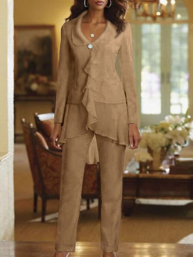 V-Neck Floor-Length Mother of the Bride & Groom Jumpsuit for Women main image 1