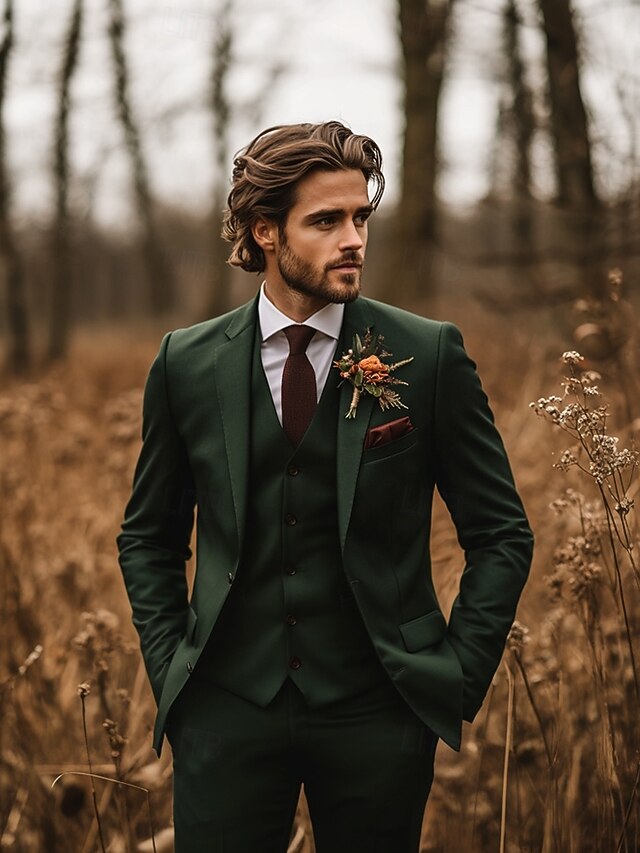 Men's Tuxedos Suits Beach Wedding Spring Wedding Dark Green Spring — free download